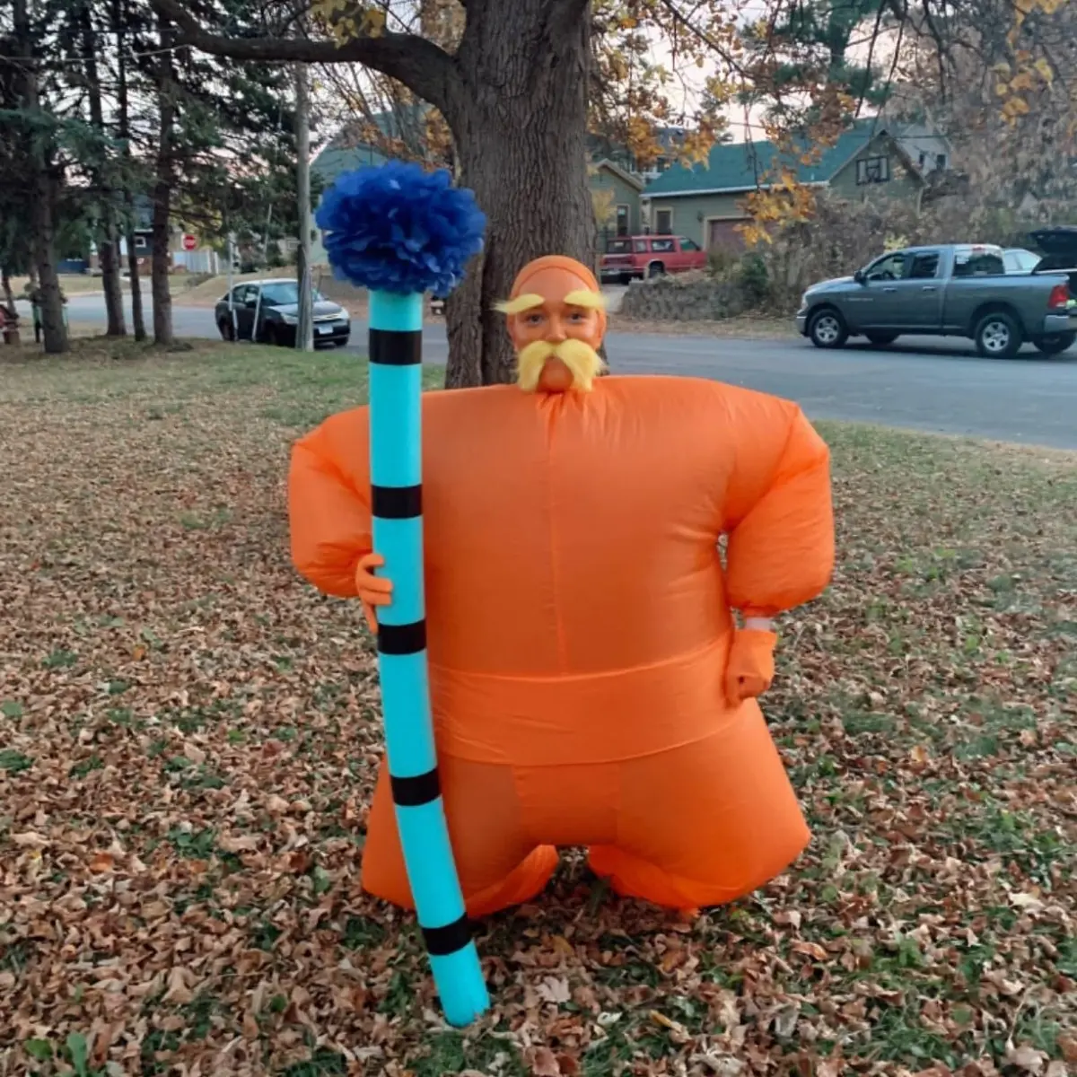 Adult Orange Salmon Inflatable Suit+Bear