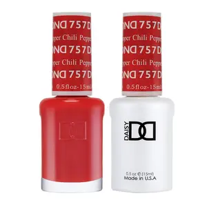 DND Gel Polish Set Red Collection UV LED GelPolish & Air Dry Nail Lacquer Matching Chip Free Polish Duo 0.5 Fl Oz Each Chili Pepper 757 Made in U.S.A.