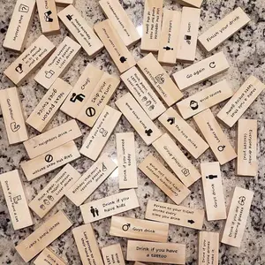 48-Piece Party Drinking Game Set, Wooden Stackable Tower Blocks, Traditional Brick Flip Tower Game, Family Fun Game, Halloween Christmas Party Supplies