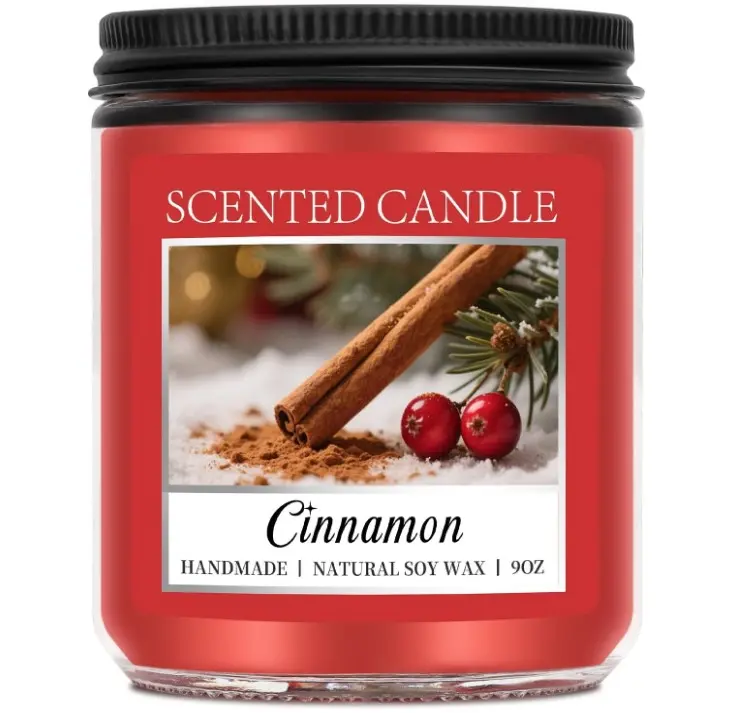 Homsolver Cozy Cinnamon Candle Scented Strong, Christmas Candles Cinnamon Stick Apple Scented with 50+ Hours of Burn Time, Fall & Winter Christmas Candles Gifts & Hoilday Home Décor