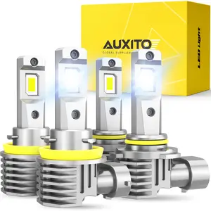 AUXITO 9005/HB3 9006/HB4 9007 9008 H13 H11 H10 H4 H7 H15 H1 H3 LED Headlights Bulbs Combo,Fog Lights, 6500K Cool White,Plug and Play, 120W High-Speed Cooling Fan Light Bulbs, Pack of 4