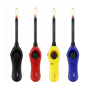 Taughch 4-Pack Stainless Steel Long-Handle Fire Starter with Replaceable Metal Ignition Rod — Kitchen Ignition Tool, includes butane and safety lock, adjustable flame, suitable for BBQ and camping