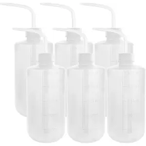 6 Pcs 500ml Plastic Safety Wash Bottles, Lab Squeeze Bottle, Squirt Bottle, Tattoo Bottle, with Narrow Mouth and Scale Labels Storage Organizing