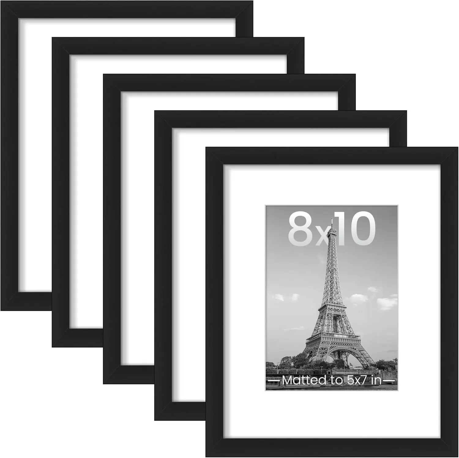 upsimples 8x10 Picture Frames, Gallery Wall Frames Set of 5, Silver | Photo Frame Collage Wall Decor, 8 x 10 Frame, 5x7 Frame with Mat for Family, Baby, Hallway, Christmas