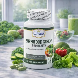 Qivaro Superfood Greens Pro Health 90 Capsules | Vegetable & Mushroom Blend with Broccoli, Kale, Spinach, Cabbage, Carrot, Shiitake & Maitake Extracts | Non-GMO Vegan Dietary Supplement