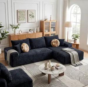 【Father's Day】Joylsle 103"W Modern Corduroy Ergonomic Couch, Modular L-Shaped Sectional with Flexible Layout for Apartment & Office Lounge, 2 Packages with 1 Extra-Wide Chaise and 2 Pillows, Side Pocket Tool-Free Assembly,a cloud couch,sofas living room