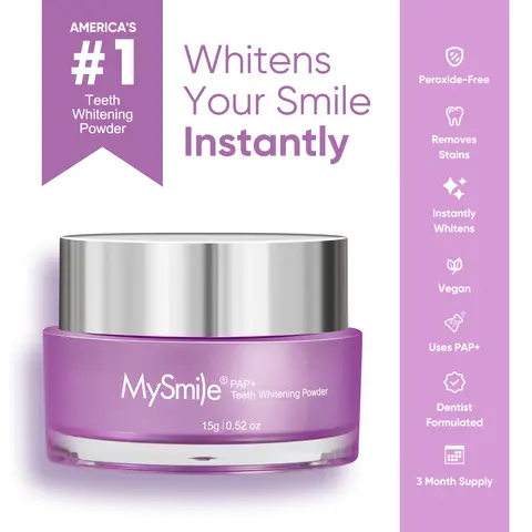 MySmile PAP+ Multi-Pack Teeth Whitening Powder - Non-Sensitive Stain Cleaner, Yellow Teeth Cleansing Solution, Natural Mint Scent for Fresh Breath & Oral Care, Hydrogen Peroxide Booster, Teeth Stain Cleaner, Yellowteeth