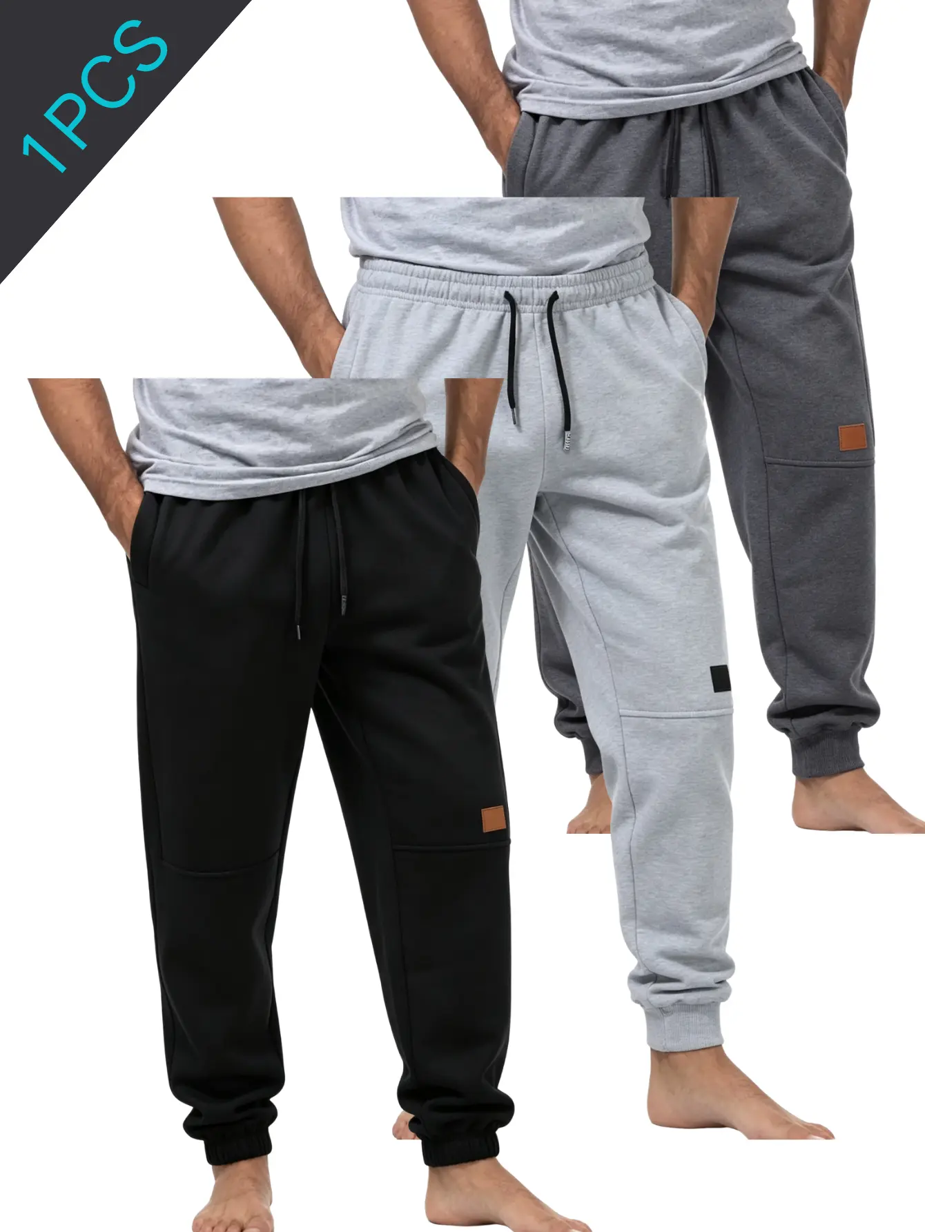 Soft, skin-friendly knit tapered jogger sweatpants with a drawstring elastic waistband that fits various waist sizes, featuring a loose, 3D cut—versatile men’s long pants suitable for sports, commuting, and everyday outings.