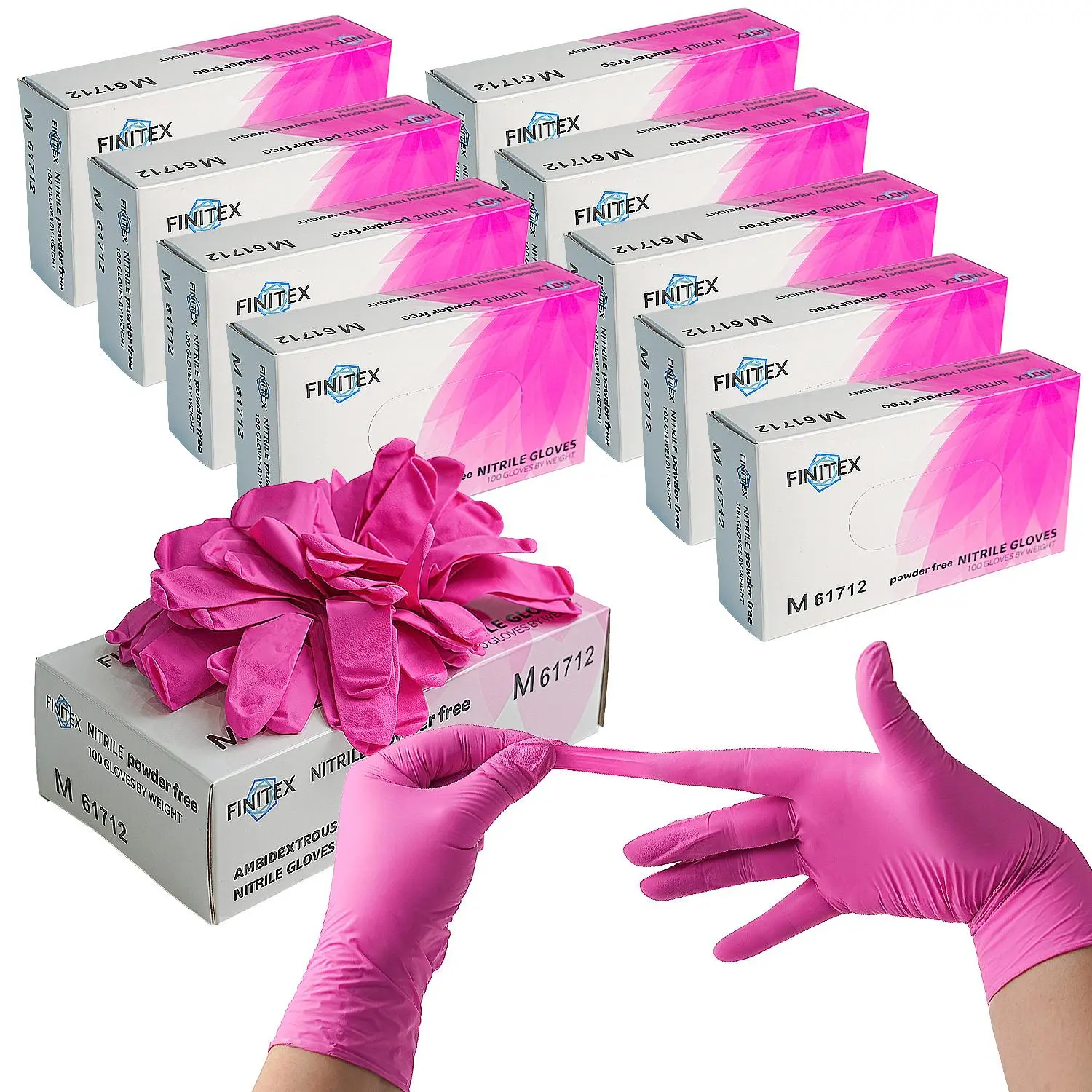 FINITEX Rose Red Nitrile Gloves,3.5Mil Powder-Free Disposable Durable for Fashion Cute Hand Care Beauty Salon Kitchen Toilet Bathroom Cooking Washing Surgical Household Gardening Farm Lightweight Cleaning Gloves,moving essentials，halloween