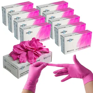 FINITEX Rose Red Nitrile Gloves, 3.5Mil Powder-Free Disposable Durable for Fashion Cute Hand Care Beauty Salon Kitchen Toilet Bathroom Cooking Washing Surgical Household Gardening Farming Lightweight Cleaning Gloves, Spring Valentine Holiday Love Gifts