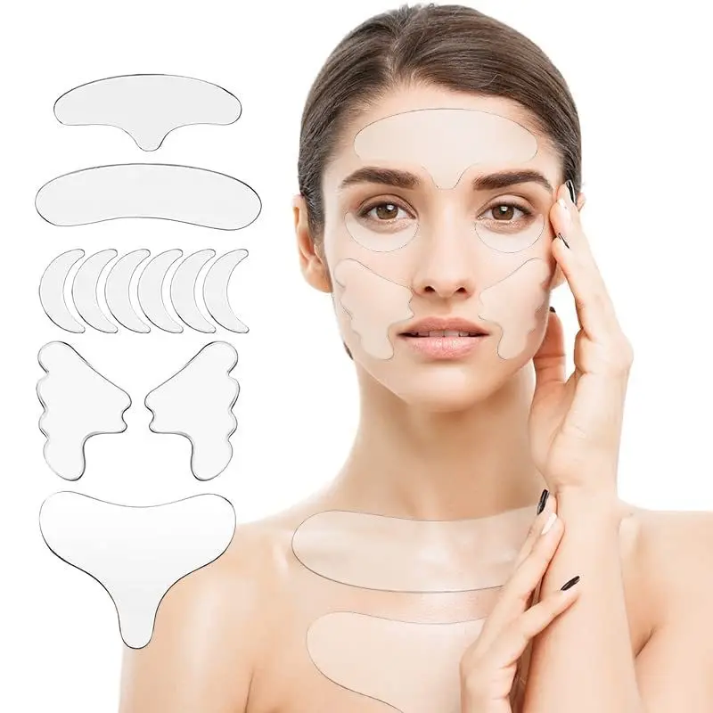 Complete Set of Wrinkle Patches, Silicone Gel Wrinkle Patches, Reduce Crow's Feet Forehead Face Patches, Silica Eye Patches