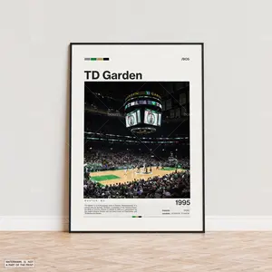 [Sport Decor - Sale Up To 40%] [Unframe] TD Garden Poster, Boston Basketball Arena Wall Art, Modern Sports Print, Massachusetts Stadium Decor, Professional Basketball Fan Gift