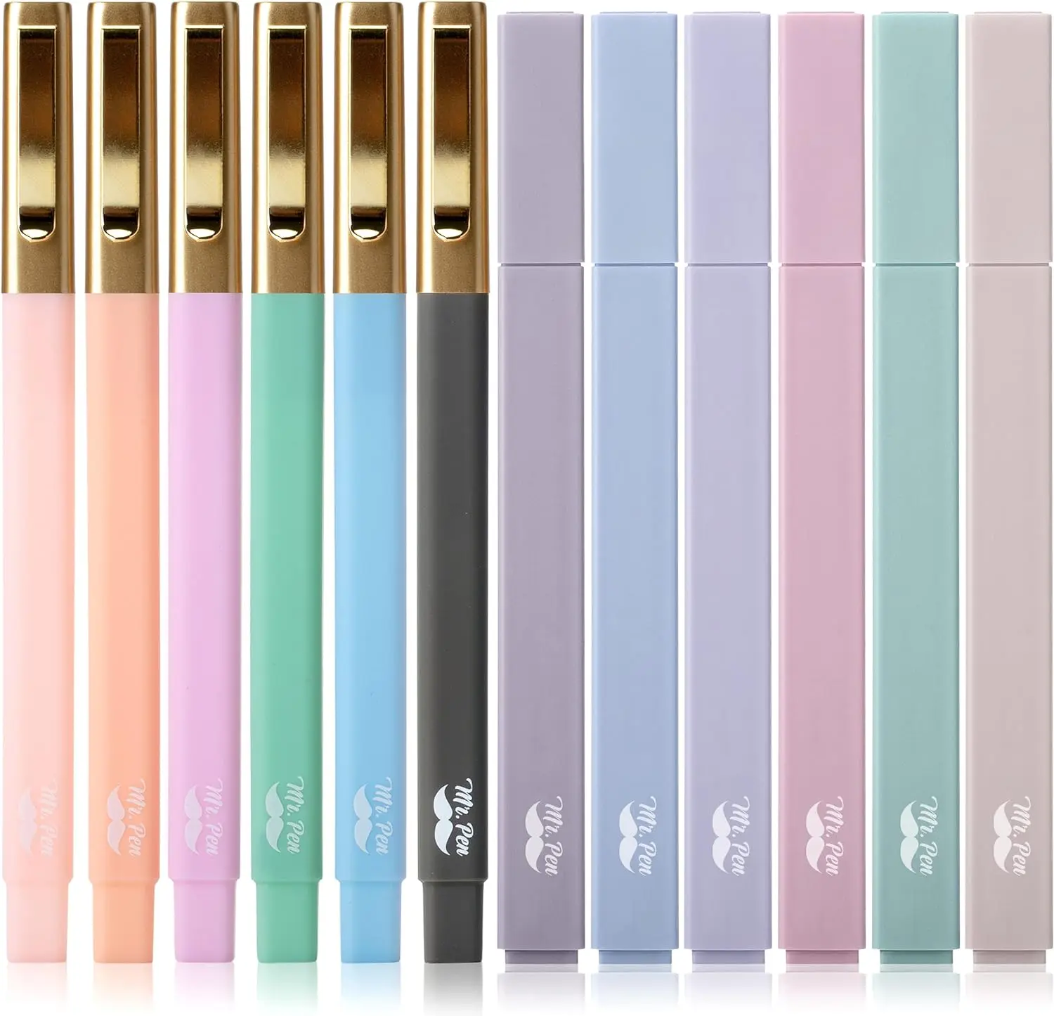 Mr. Pen Aesthetic Highlighters and Pens, 12 Pack, No Bleed cute pen