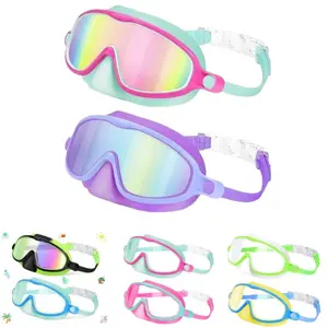 Kids Swim Goggles with Nose Guard, 2 Counts Wide Field of View Anti-Fog UV Lenses, Age 3-6, Durable and Safe, Ideal for Swimming and Snorkeling, Swimming Accessories