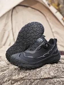Men Rotary Buckle High Top Hiking Boots Waterproof Non Slip Durable Outdoor Trekking Shoes Wear Resistant Mountain Climbing Sneakers