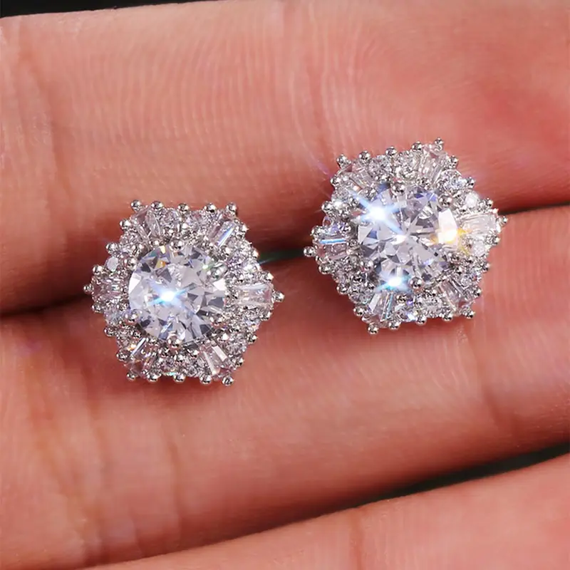 Rhinestone Decorated Stud Earrings (1 Pair), Elegant Women's Stylish Jewelry Earrings for Party, Daily Clothing Decor, Wedding Anniversary Party Jewelry Gift, High Quality Earrings, Ear Studs