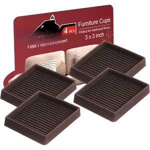 Furniture Coasters,4 Pcs 3" Furniture Caster Cups - Non Slip Pads Hardwood Floors - Non Skid Furniture Grippers, Rubber Furniture , Anti Slide Floor Protector for Bed Couch Stoppers