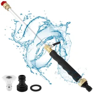 High Pressure Washer Wand for Garden Hose Jet High-Pressure Washer Tools with 2 Nozzles Heavy-Duty Metal Hose Nozzle Multi-Purpose Pressure Washer Tool for Car Garden Yard