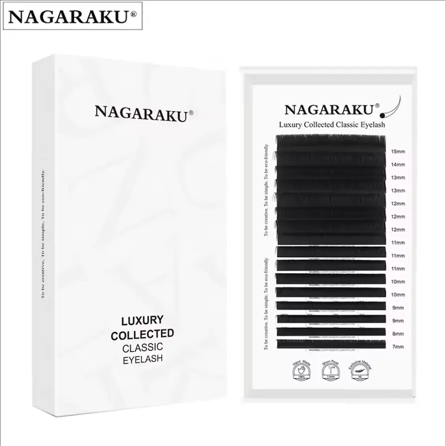 NAGARAKU Luxury Collected Classic Eyelash 100% Hand Made 3rd Classic Eyelash Extension 16rows Individual Matte Black Soft Natura 2026 New