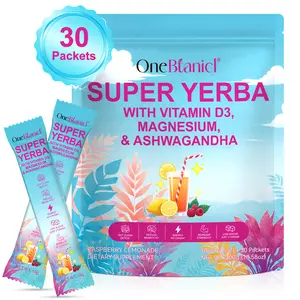 SUPER YERBA Raspberry Lemonade 30 Packets - Adaptogenic Functional Drink Mix with Yerba Mate, Lion‘s Mane, Ashwagandha & Prebiotic Fiber for Natural Energy, Mental Clarity & Gut Health*, On-the-Go Wellness