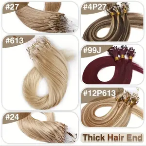 50Pcs Micro Loop Human Hair Extensions, 1g/Strand 50g Total, 100% Remy Hair, Natural Black #1 with Blonde Highlights, 12-28 Inches Straight Smooth, Seamless Beads for Protective Styling