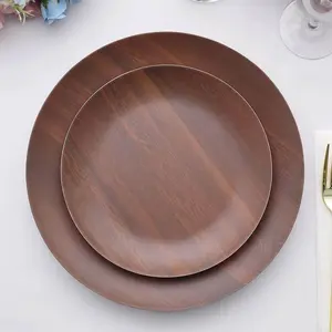 Rustic Brown Farmhouse Heavy Duty Melamine Dessert Plates