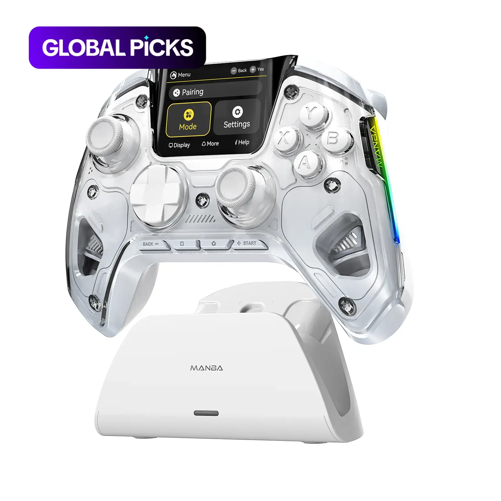 FIEHDUW Wireless Gaming Controller, Rechargeable RGB Gamepad with Remappable Buttons for Switch, iOS, Android, and Steam Deck (Not Compatible with Xbox and PS5) #GLOBAL PICKS
