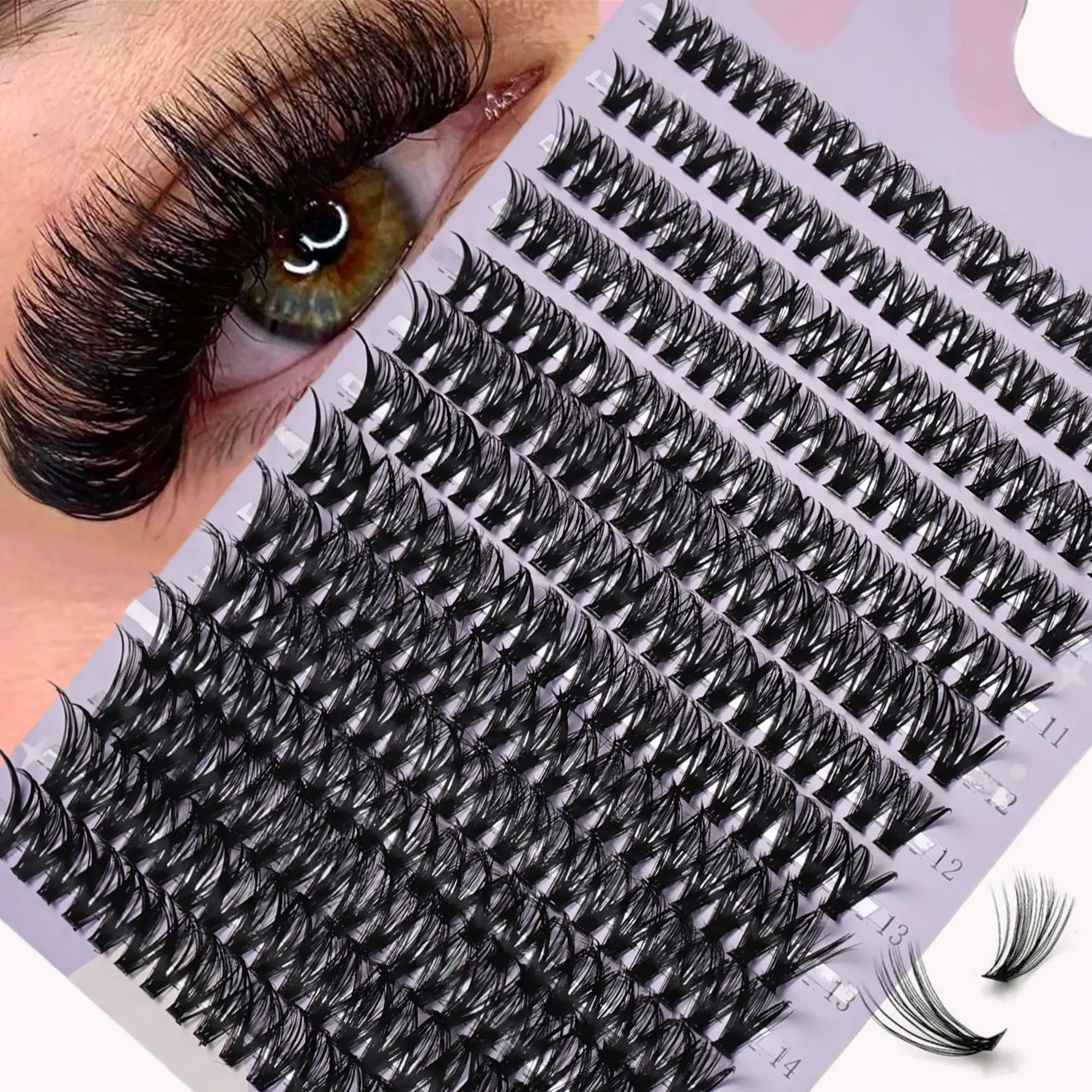 280 Clusters 40D Lashes, 0.07mm D Curl, 9-16mm Mix, Natural Eyelashes Extension, Cosmetic Eyelash Extension, 3D Russian Volume, Individual Eyelash Cluster, DIY Volume Eyelashes, Voluminous False Eyelashes