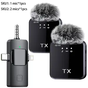 Professional Wireless Lavalier Microphone, 3-In-1 Wireless Lavalier Microphone,Plug And Play,Suitable For Smartphones, Computers,Cameras ,Applicable For Video Recording, Interviews, Podcasts, Vlogs And Various Scenarios