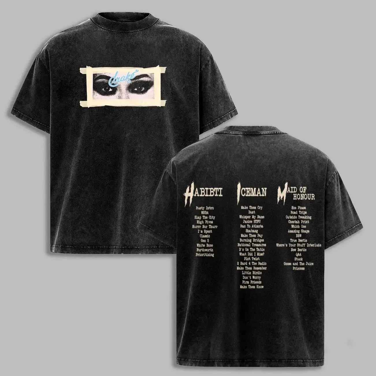 Drake Habibti Iceman Aid Of Honour Graphic Shirt | Vintage Washed Hip Hop Album Tracklist Tee | OVO Streetwear Oversized T-Shirt, Iceman, SuperheroTee, ComicBookFashion,  VintageWashedTee,  ComicStyle RCE