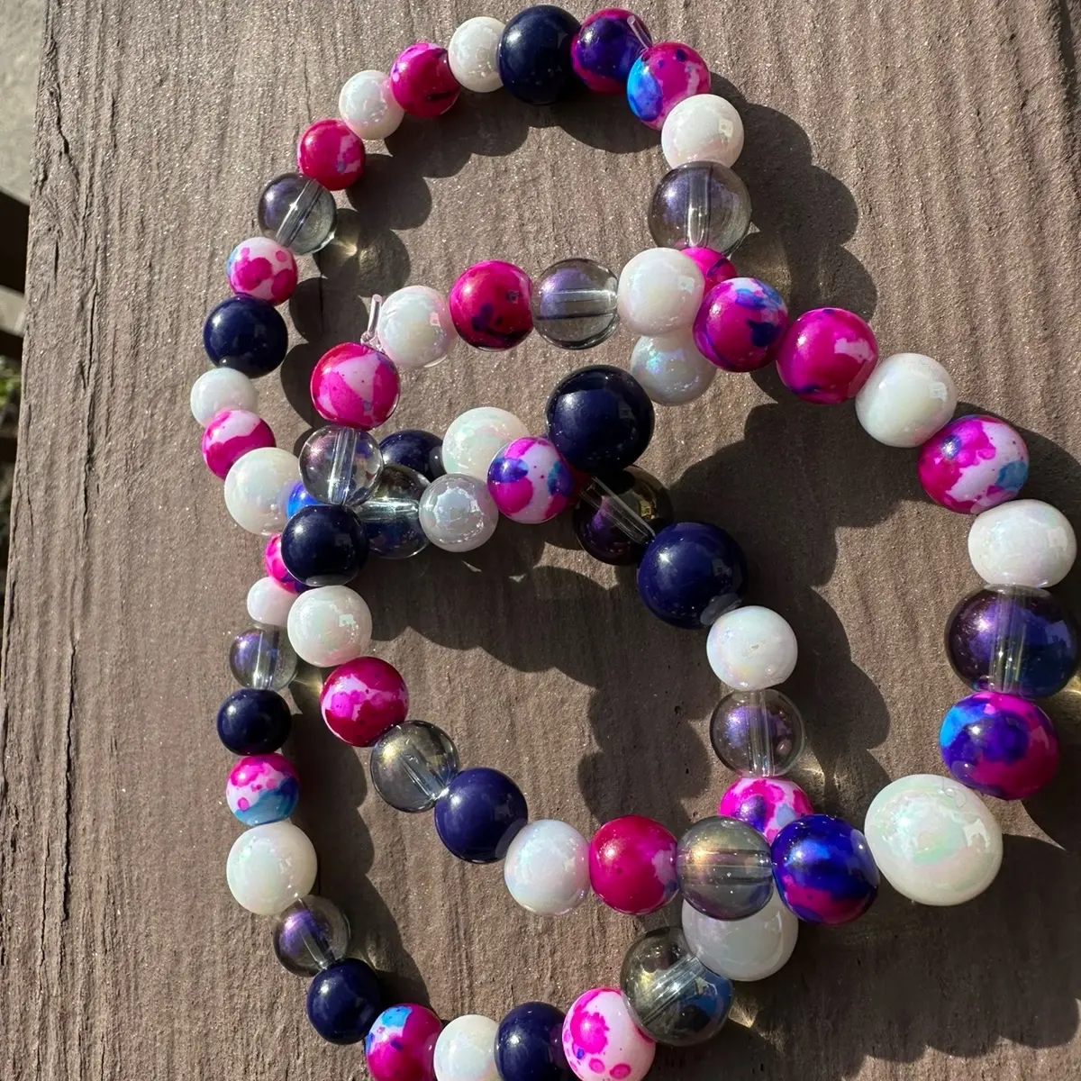 Pink tri colored holographic bracelet