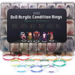 96 PCS Status Effects Markers | DND Figures Acrylic 24 Conditions Rings | DND Accessories for RPG Like Dungeons & Dragons 5th Edition & Pathfinder Perfect DND Gifts Tokens