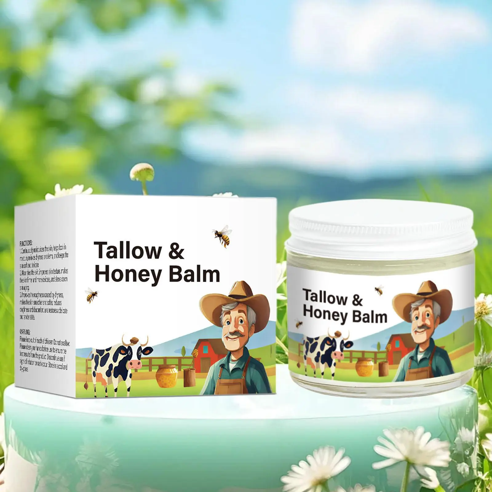 Tallow & Honey Balm, Natural Ingredients Hydrate Moisturizing Deeply Moisturizing Body Cream, Easy To Absorb, Perfect for Smooth Skin Care, Body Care Product for Women & Men, Hydrating Body Cream, Body Moisturizer
