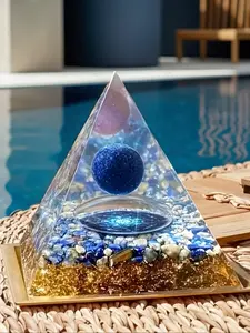 1pc Lapis Orgone Pyramid Crystal Healing Gemstone, Bedroom Decor Gift Idea, Natural Energy Stone for Home Decoration & Wellness, Orgonite Pyramids