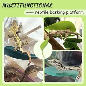 Tree Frog Tank Leaf Decorations, Leaf Shape Basking Platform with Suction Cups, Leopard Gecko Tank Accessories, African Dwarf Frog Decor