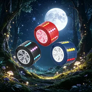 Tire Shape Magic Bean Cube Puzzle Toy, 3D Rotating Fidget Spinner Ball Maze, Stress Relief Brain Teaser, Educational Focus Training Toy for Kids & Adults