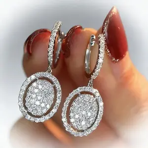 Sparkling Circular Micro-Paved Zircon Dangle Hoop Earrings - Women’s Daily Accessories, Wedding Bridal Jewelry & Valentine’s Day Gift
