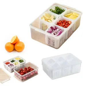 Onion Seasoning Storage Box Kitchen Drain Bowl Frige Container with Filter Preservation Drain Box Stackable Plastic