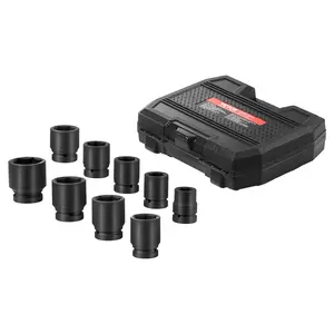 VEVOR Axle Nut Impact Socket Set, Summervibes,Summervibes, 1" Drive 6-Point 9-Piece SAE Spindle Nut Socket Set, CR-MO Heat Treated Large Socket Set with Storage Case, for Auto Repair, Removing or Installing Axle Nuts