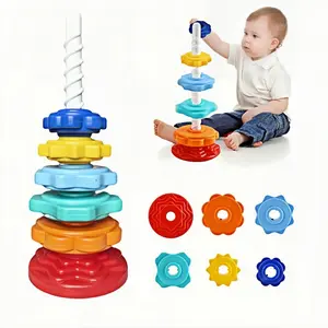 Baby Stacking Tower Toy, Blocks Tower Game, Early Learning Montessori Toy, Sensory Gifts for Boys & Girls, Educational Toy for Kids
