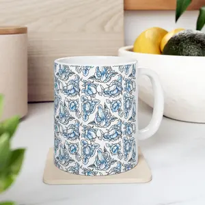 FLORAL PENIS BLUE COFFEE MUG, Ceramic or Accent Mug, Mug Gifts, Gift Ideas