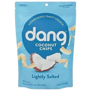 Dang Toasted Coconut Chips Lightly Salted 3 Pack Vegan Gluten Free Non GMO Healthy Snacks Made with Whole Foods 3.17 Oz Resealable Bags Thailand Origin
