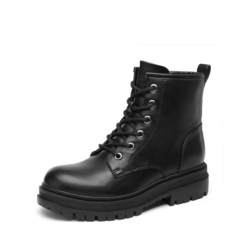 Dream Pairs Flat Lace-Up Ankle Combat Boots – Chunky Lug Sole, Padded Collar, Urban Outdoor Grip, Shoe, Footwear, Casual Outdoor Boot, Walking Shoes, Shoes