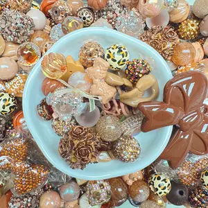 Brown Mixed 16mm Acrylic/Resin/Glaze/Heavy-Crafted Mix Beads For Pen Key/Bag Charm Car Hanger for DIY Craft Projects and Jewelry Making