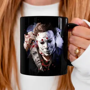 [Sale Up To 50%] Horror Movie Coffee Mug, Retro Michael Myers Halloween Thriller Coffee Mug, Vintage Scary Movie Horror Mug, Holiday Horror Spooky Season Mug, Ceramic Mug, 11oz & 15oz
