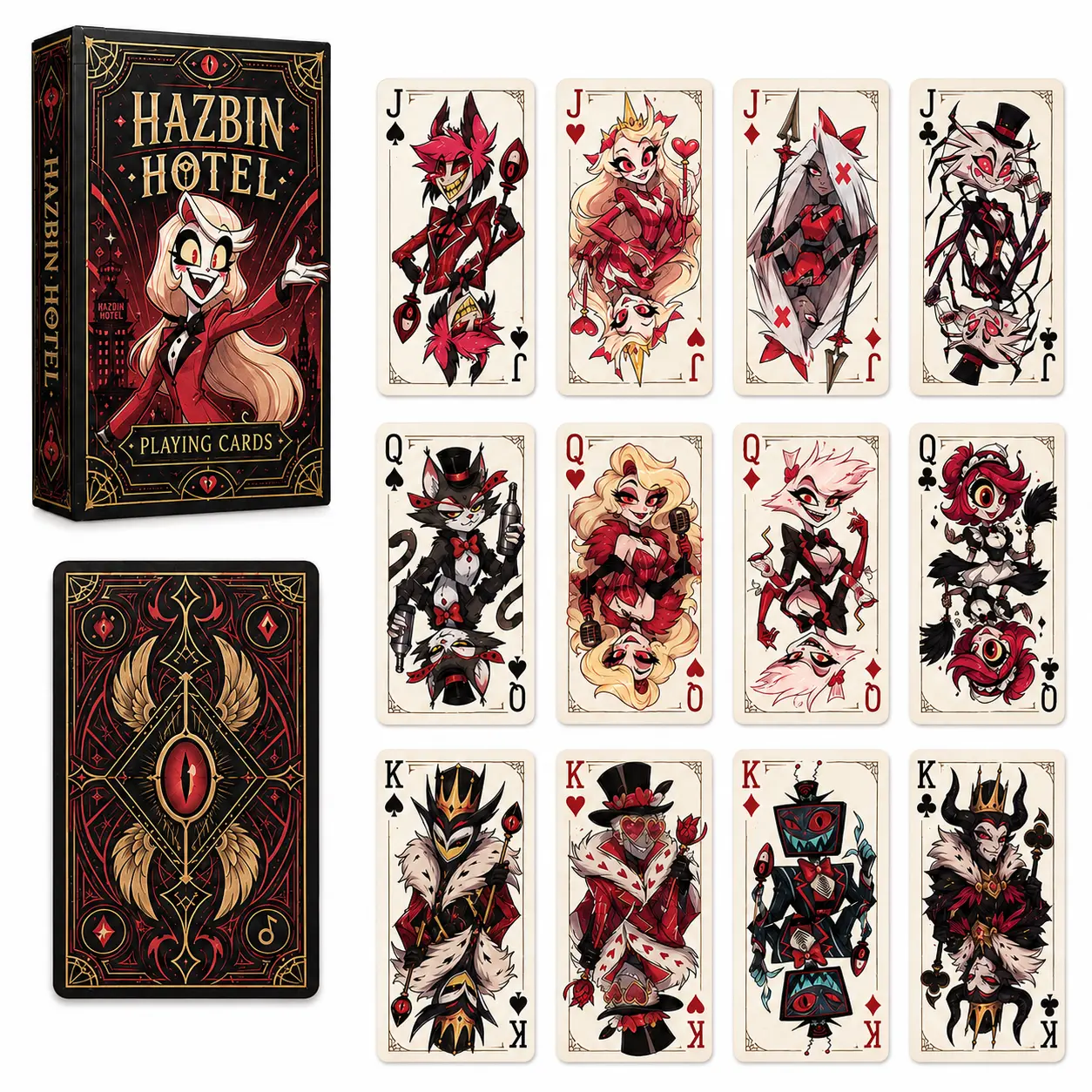 Hazbin Hotel Playing Cards, Alastor & Charlie Poker Deck, Collectible Gift Idea for Fan