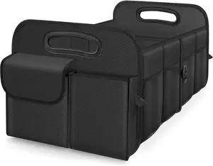 Car Trunk Organizer with Large Capacity Waterproof Car Accessories for Women & Men, Collapsible Trunk Organizer for Suv/Jeep/Sedan (Black, Standard