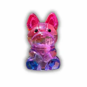 Iridescent Frenchie Dog Pencil Sharpener - Pink to Purple Ombré Acrylic Manual Sharpener for Kids Students Artists & Office Workers Trendy Back to School Supply
