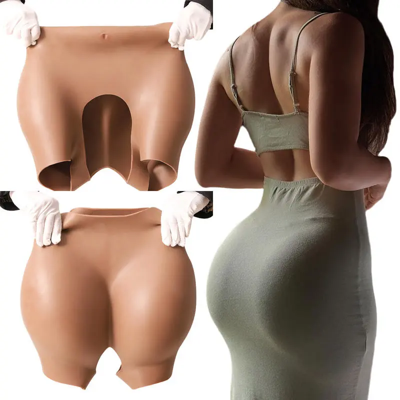 Women's High Elastic Thick Silicone Seamless Butt Lifter Padded Underwear - Lady Sporty Chic Running Wear with 0.8cm-2.6cm Invisible Shapewear Padding, Seamless Look, 2# Wheat, 3# Brown for Sports & Outdoor Activities