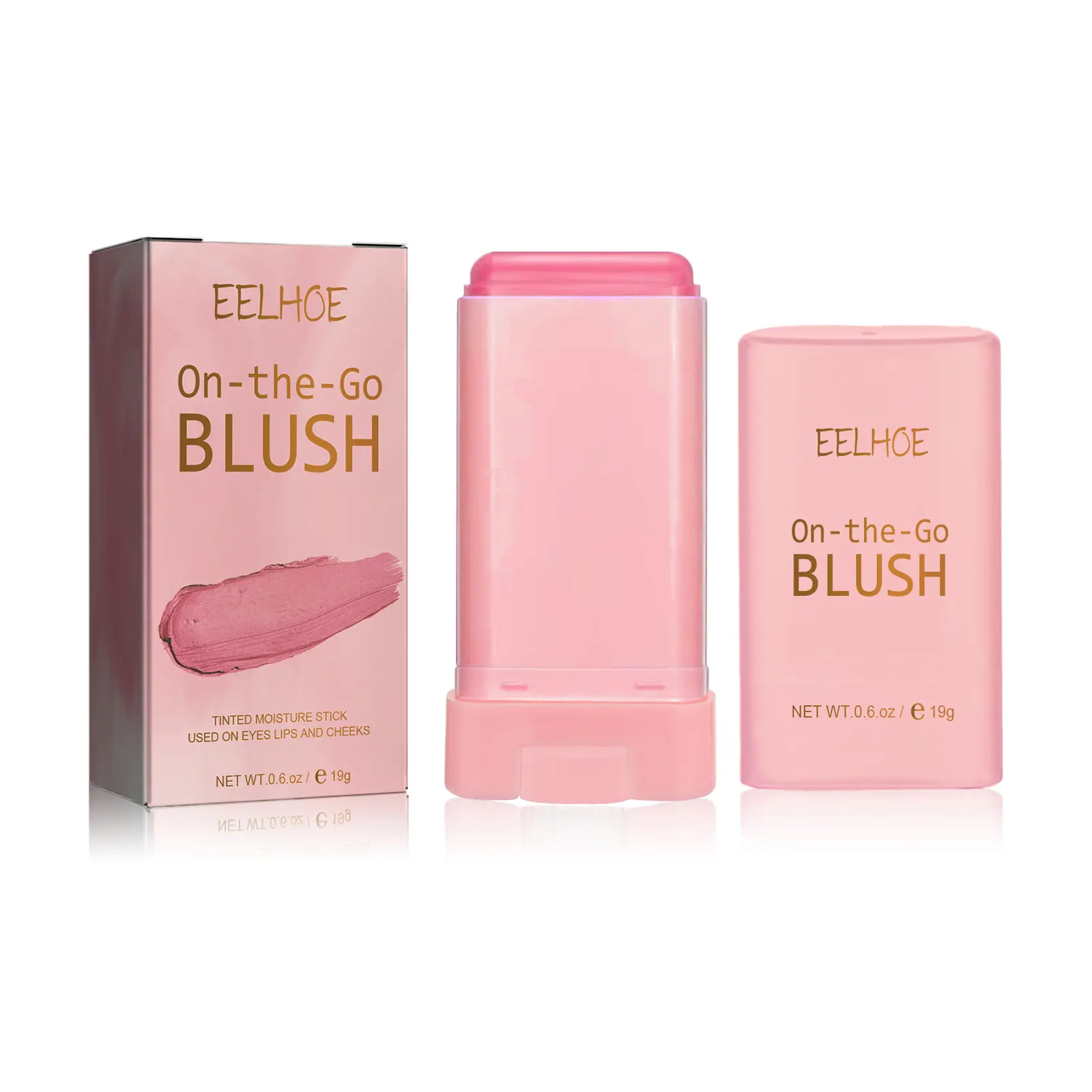 Blush Stick,Highlighter, Primer, Contour, Natural Nude Look—Waterproof, Lightweight, and Multifunctional Blush Stick,shimmery finish